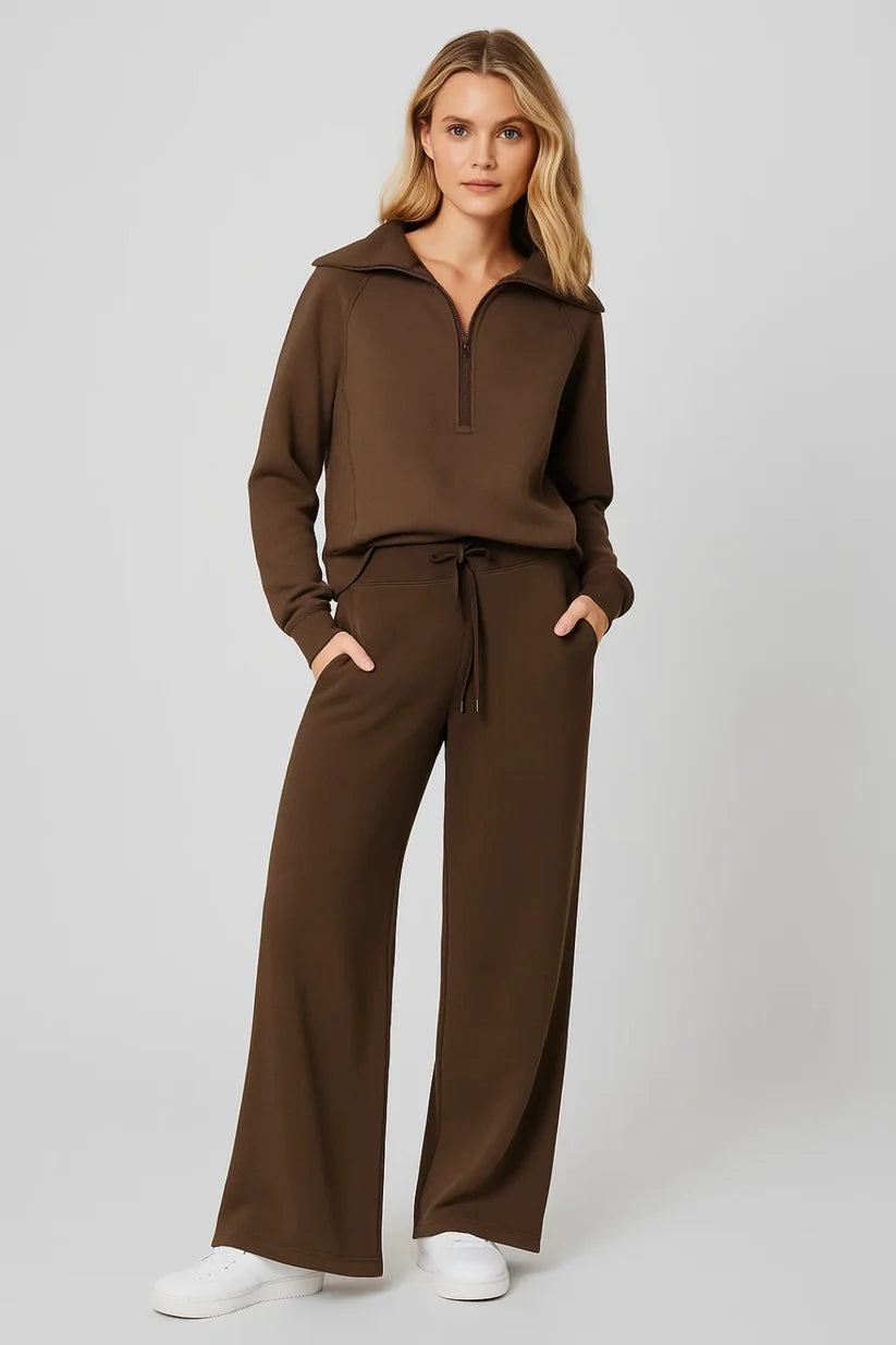 Cozy Chic Half-Zip & Wide-Leg Lounge Set