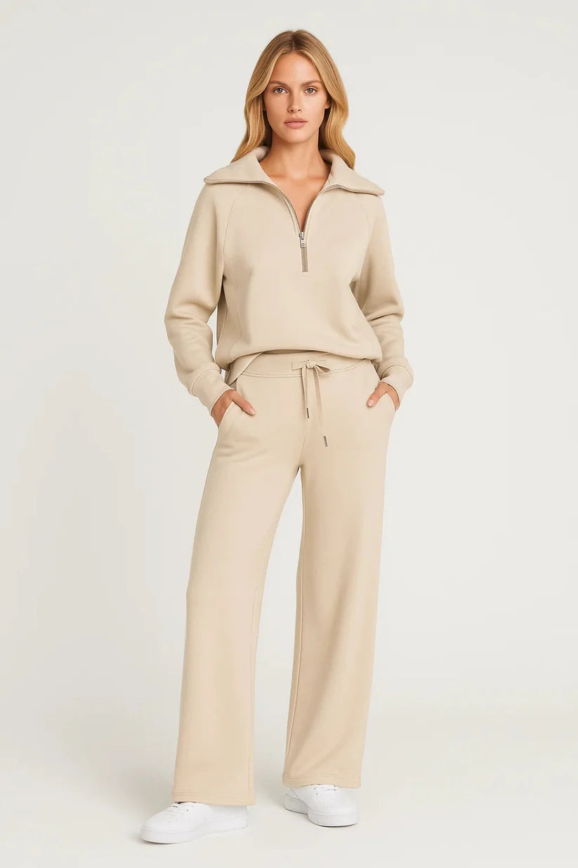 Cozy Chic Half-Zip & Wide-Leg Lounge Set