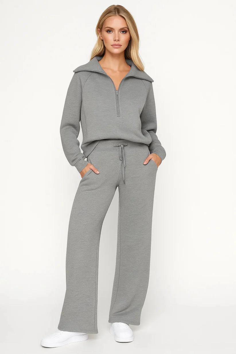 Cozy Chic Half-Zip & Wide-Leg Lounge Set