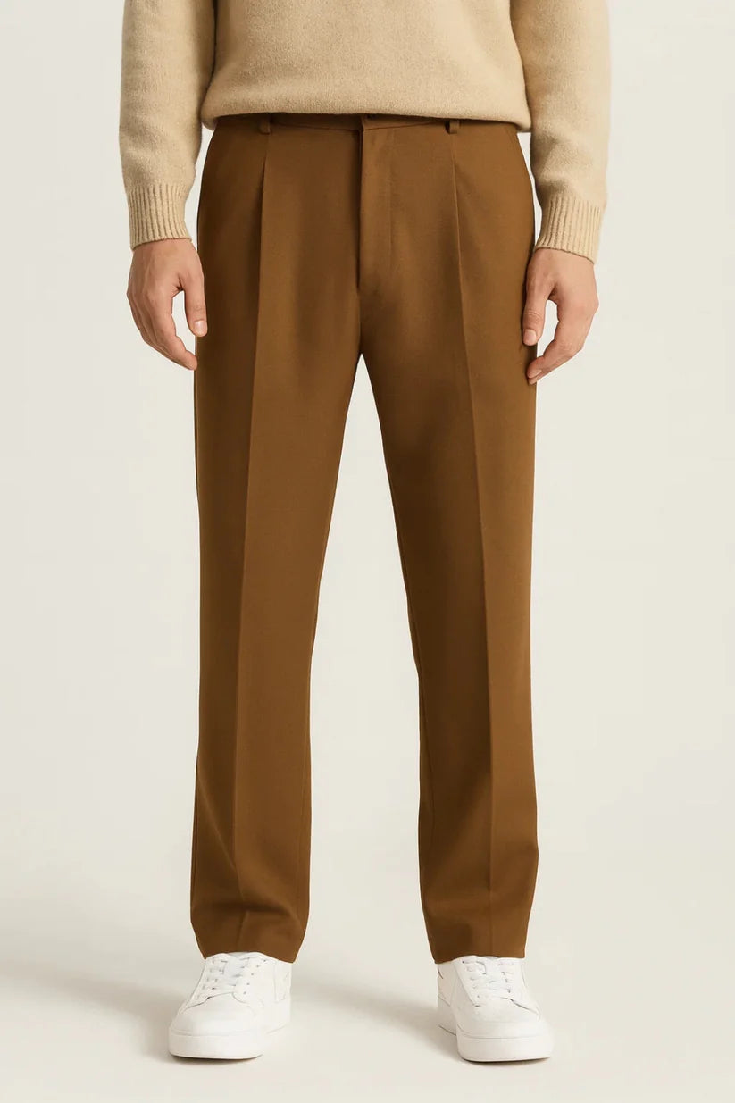 Men's High-Waisted Straight-Leg Trousers