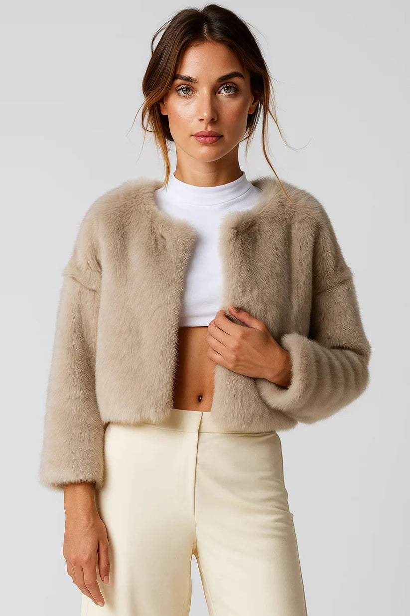Elegant Fluffy Cropped Jacket