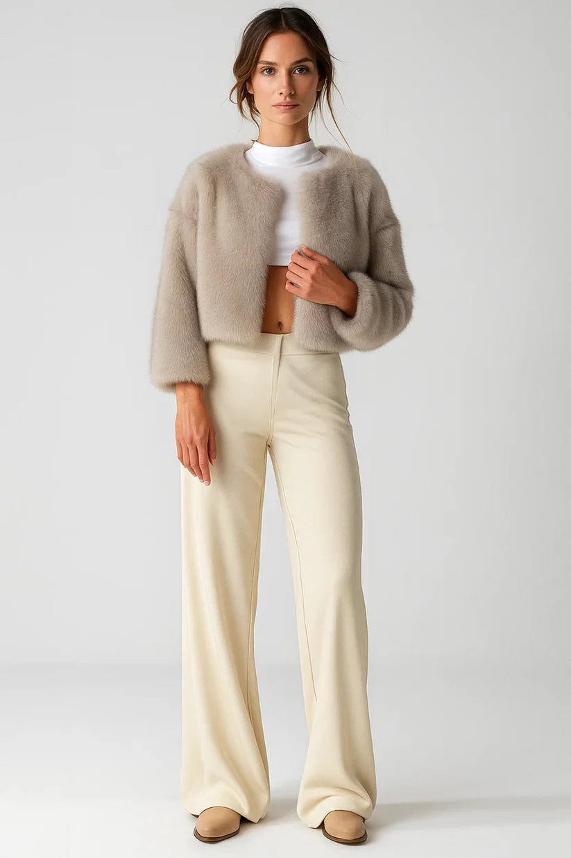 Elegant Fluffy Cropped Jacket